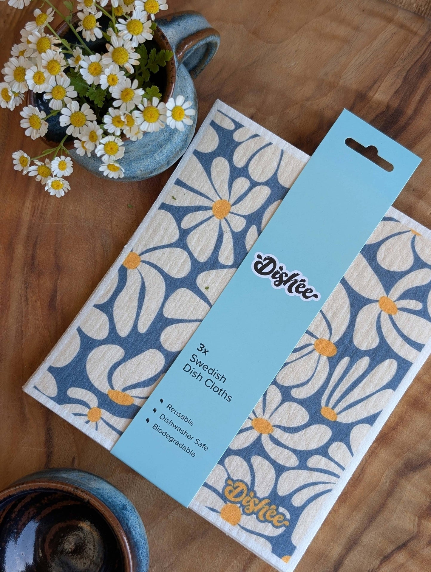 Dishee Swedish Dish Cloths - Floral Haze White