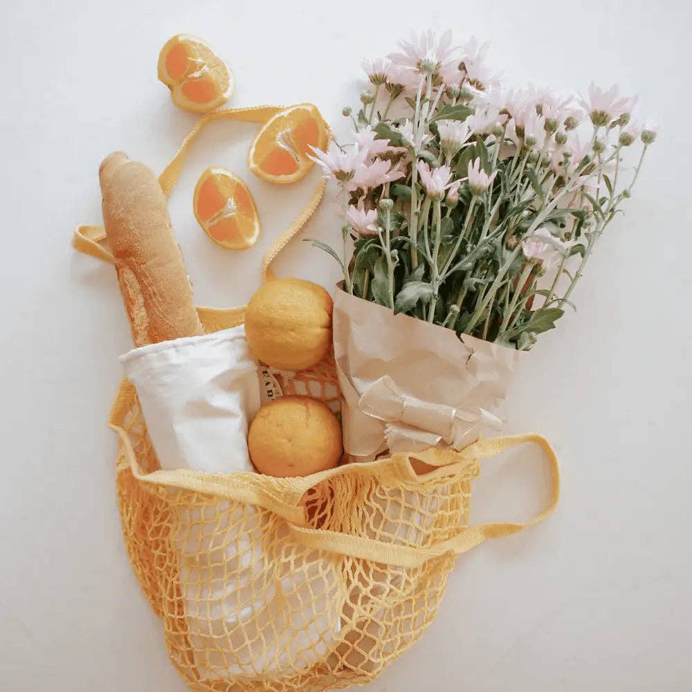 Reusable Cotton Shopping Net Bag - Yellow