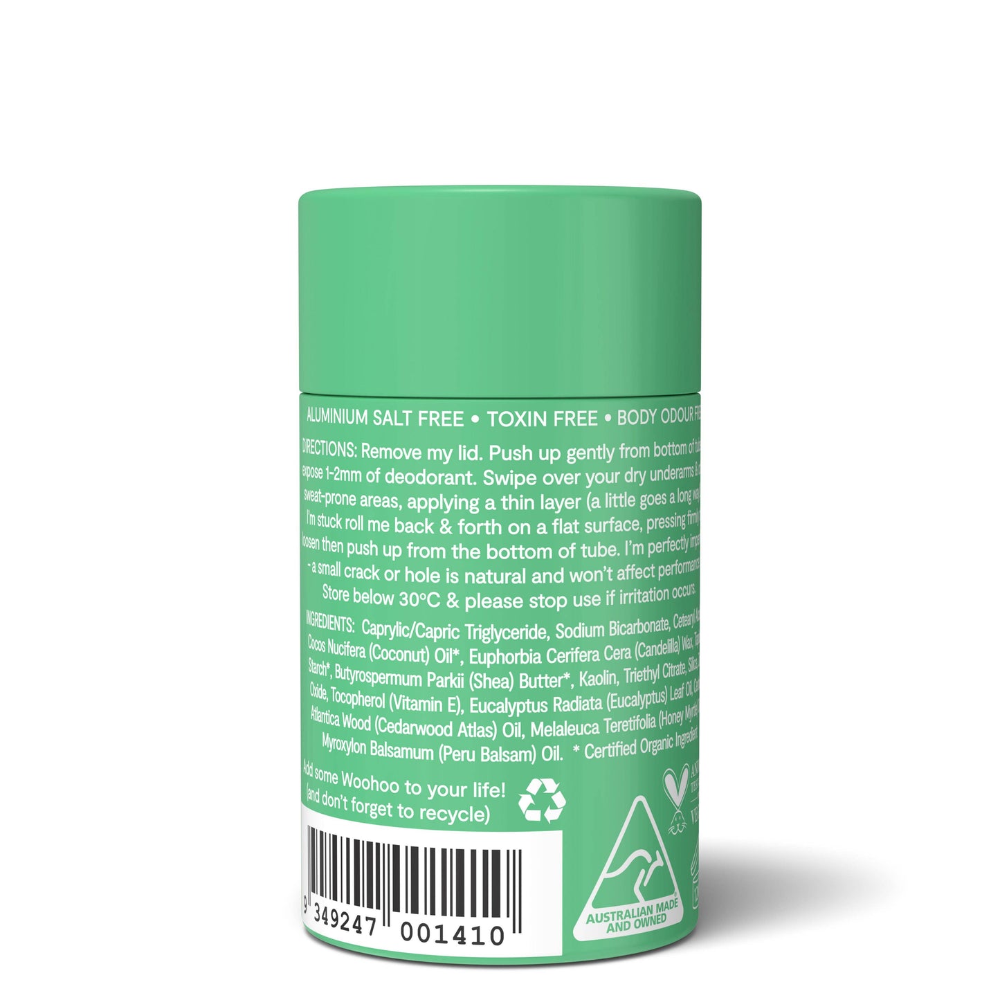 Woohoo Natural Deodorant & Anti-Chafe Stick (Wild) 60g - NEW FORMULA