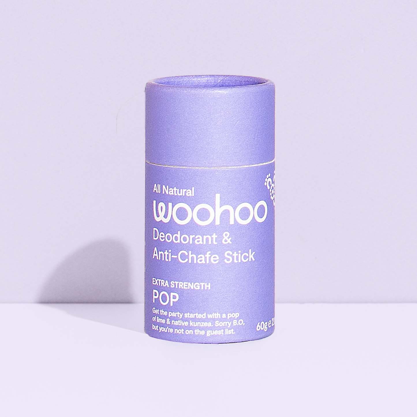 Woohoo Natural Deodorant & Anti-Chafe Stick (Pop) 60g - NEW FORMULA