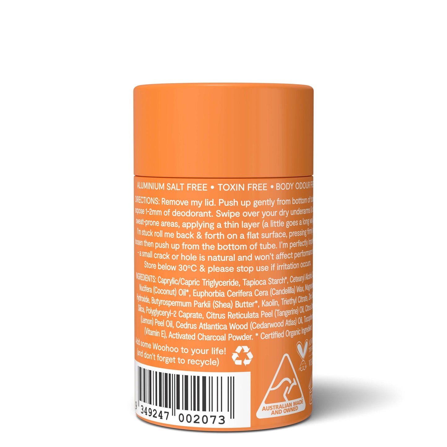 Woohoo Natural Deodorant & Anti-Chafe Stick (Tango) 60g - NEW FORMULA
