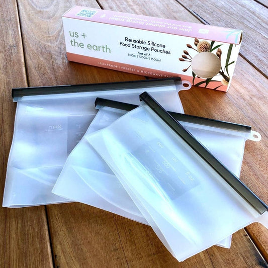 BOXED SET - 3 Silicone Zip Locks - 500ml,1000ml,1500ml